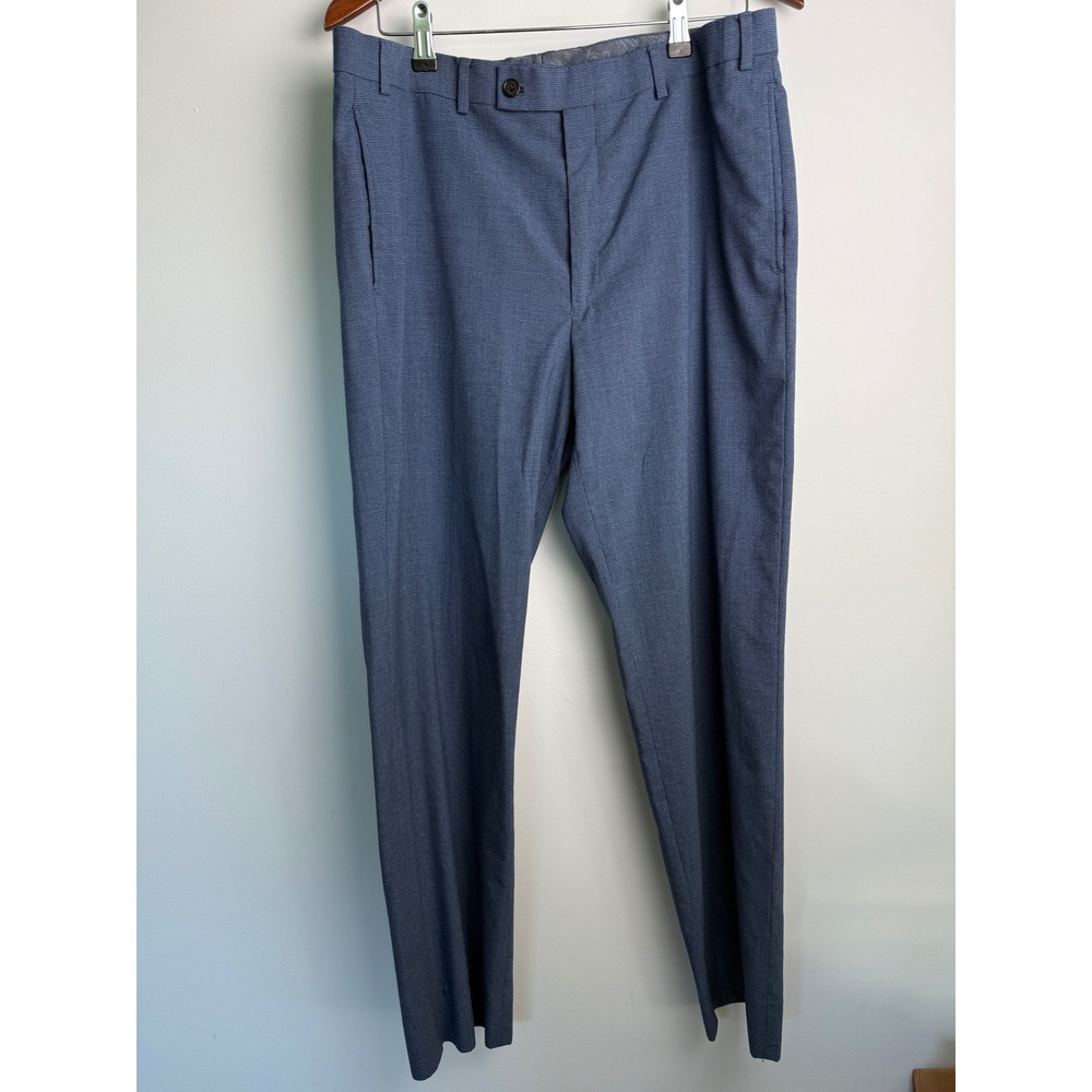 LAUREN RALPH LAUREN Dress Pants Mens Blue Textured Flat Front 36W x 34L